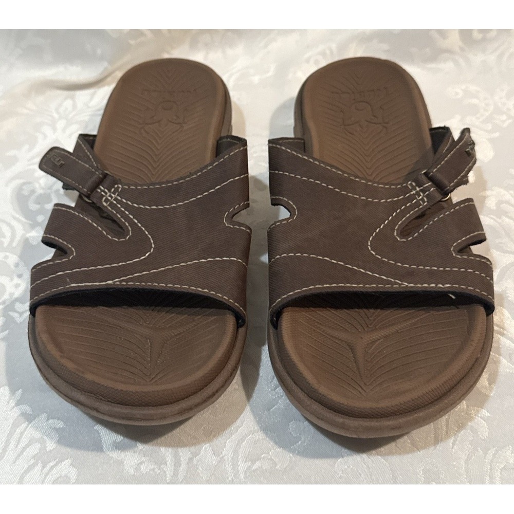 KUAILU Womens 8 Fashion Orthotic Slides Sandals US Mens 6 Arch Support Brown